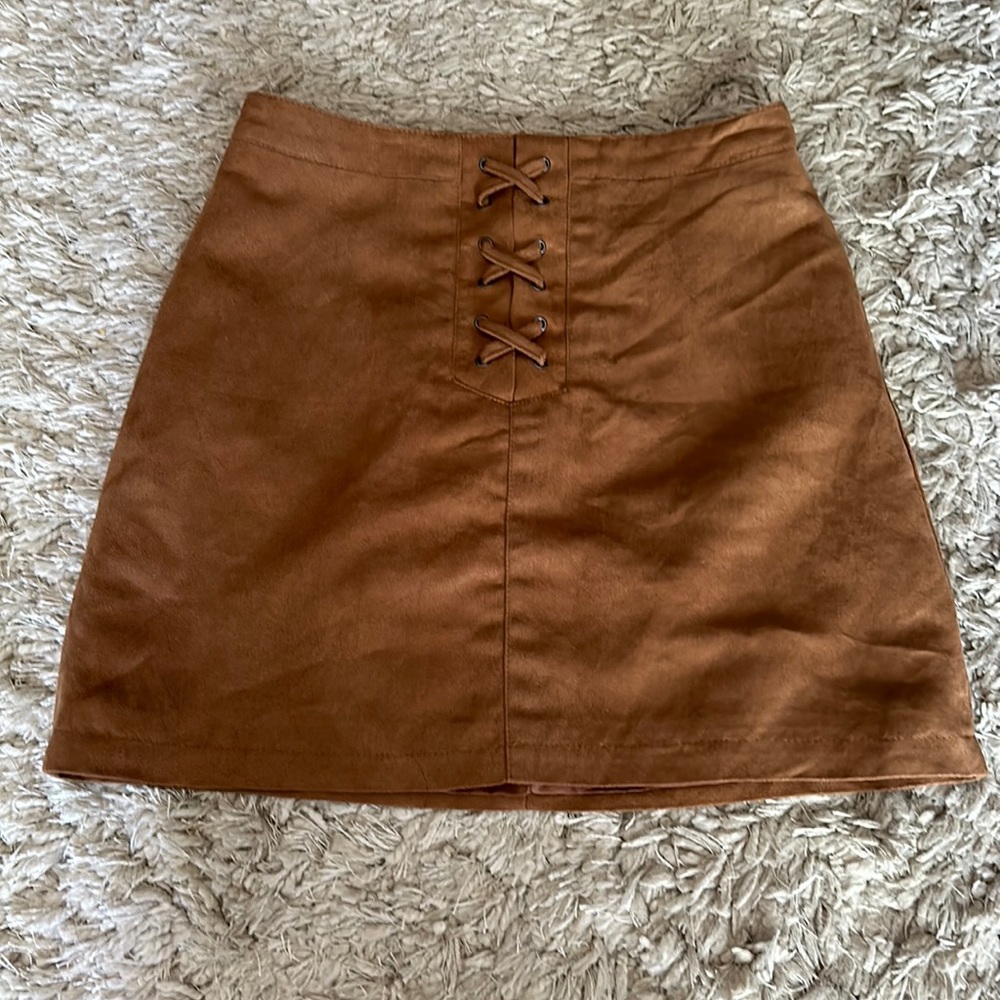 BCBG suede brown skirt